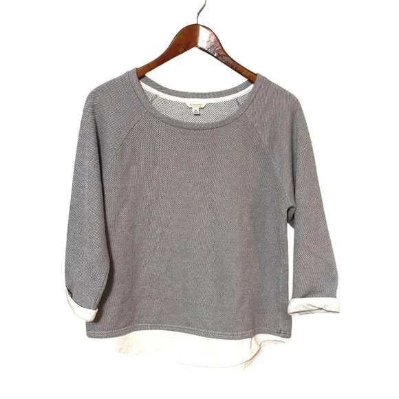 Sonoma Lifestyle Womens Gray & White Striped Knit Top Medium Lounge - Picture 1 of 6